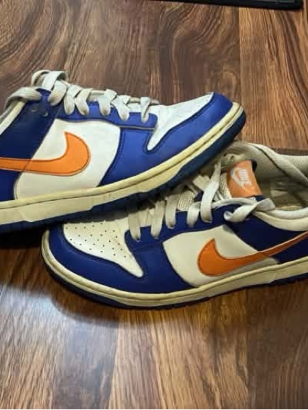 Nike Blue White Sneakers with Orange Swoosh